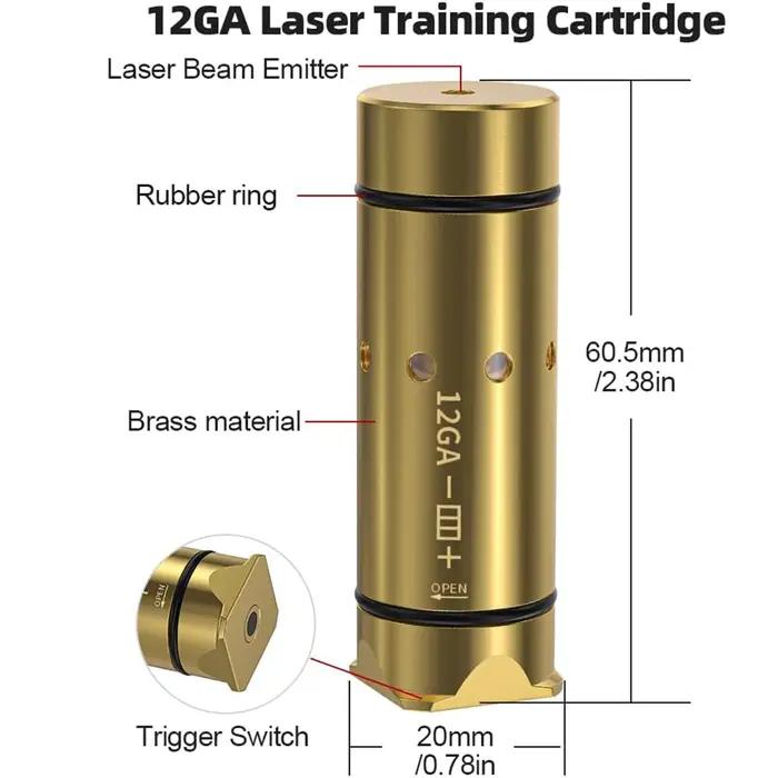 Cartouche Laser 12GA 9mm 9x19mm/7.62x39/380ACP/223Rem pour la pratique du feu sec, formation au Laser, entraîneur de balles, cartouche de vue d'alésage
