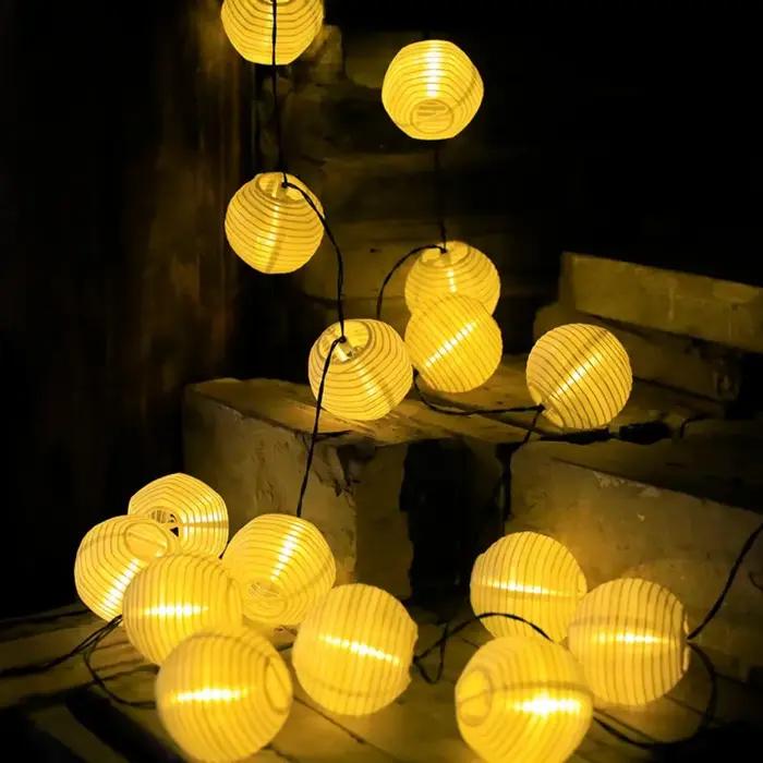 Guirlande de lanterne solaire blanche 5M10LED/8M20LED, avec 8 modes d'éclairage, adaptée à la décora