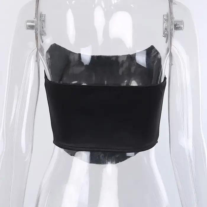 FibrOff-Corset sexy en velours pour femme, sous-vêtement féminin, bustier dos nu, couleur unie