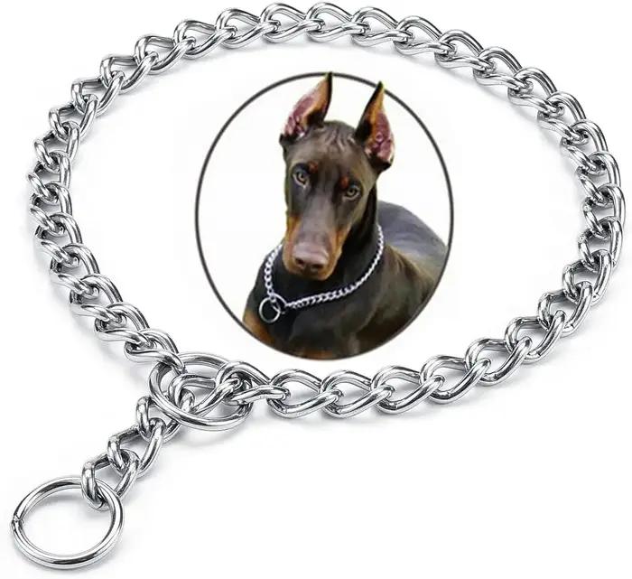 Collier de chaîne pour chien en argent Durable, en acier inoxydable, à maillons cubains, collier d'e