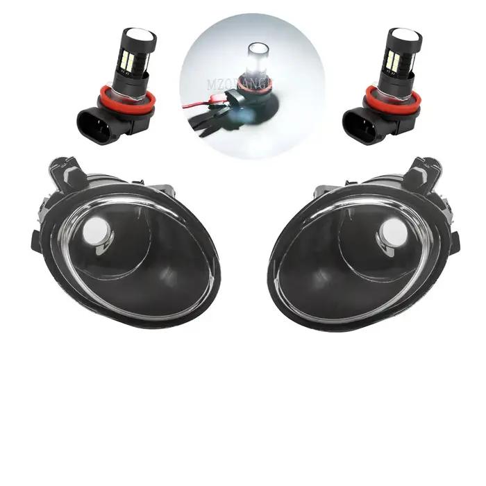 Feu Antibrouillard pour BMW, Accessoire Noir Brillant avec Couvercle de Phare, Cadre de Calandre LED