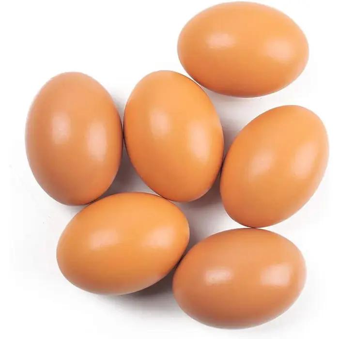 Simulation d'œufs de pâques en bois, 6 pièces, fausses œufs de poule, aide aux poules, outil agricole pour accessoires de nidification de poulet