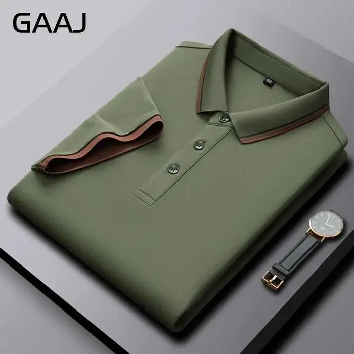 GAAJ-Polo d'affaires pour hommes, hauts de marque décontractés, t-shirt à col rayé, t-shirt en coton