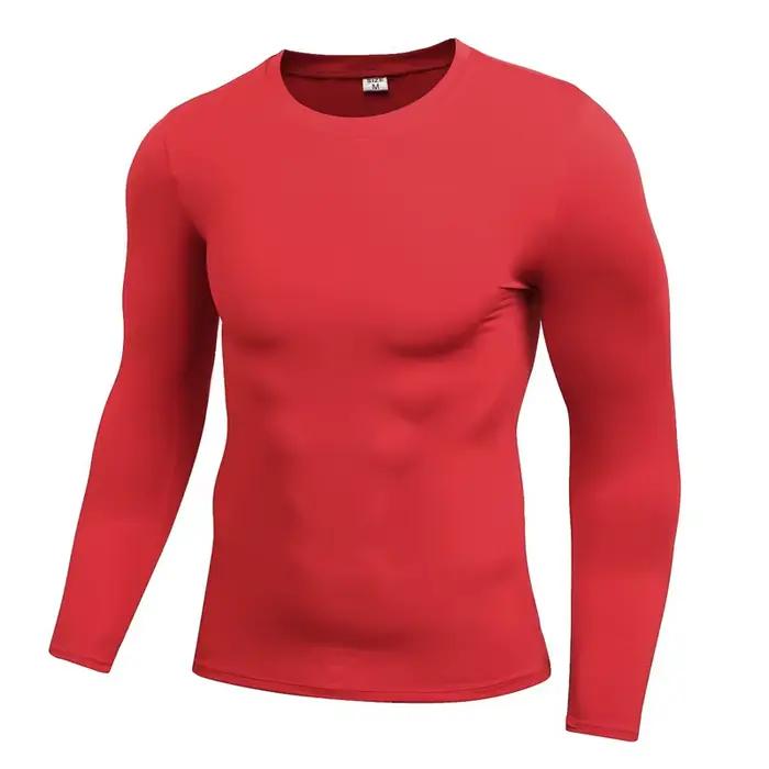 Hommes Compression course T-Shirt Fitness serré à manches longues Sport T-shirt formation Jogging ch