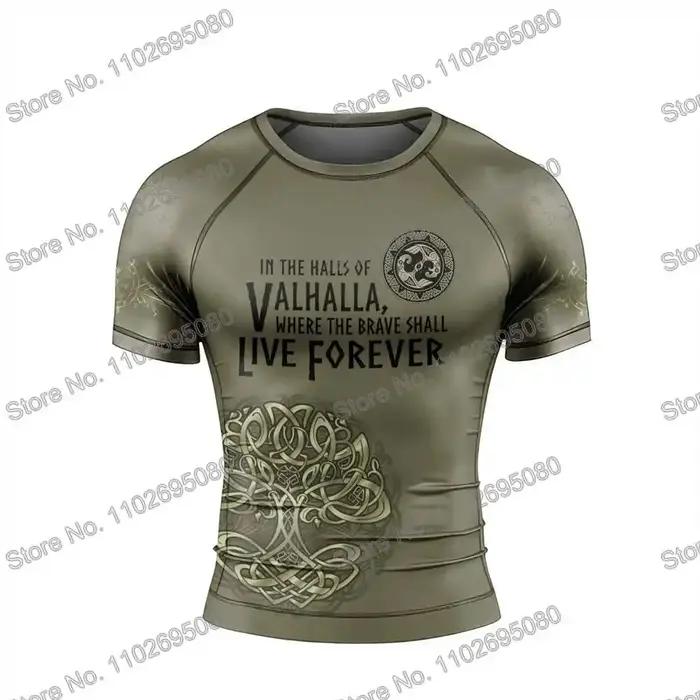 Vikings 2 Vêtements de surf BJJ MMA Hommes Rashguard Manche courte T-Shirt de plongée moulant Maillots de bain Été Combinaison flottante de plage Femmes Hauts de gym