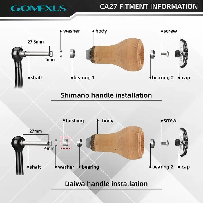 Gomexus nouveau moulinet de pêche en liège poignée bouton 27mm pour la pêche au bar pour Shimano Str