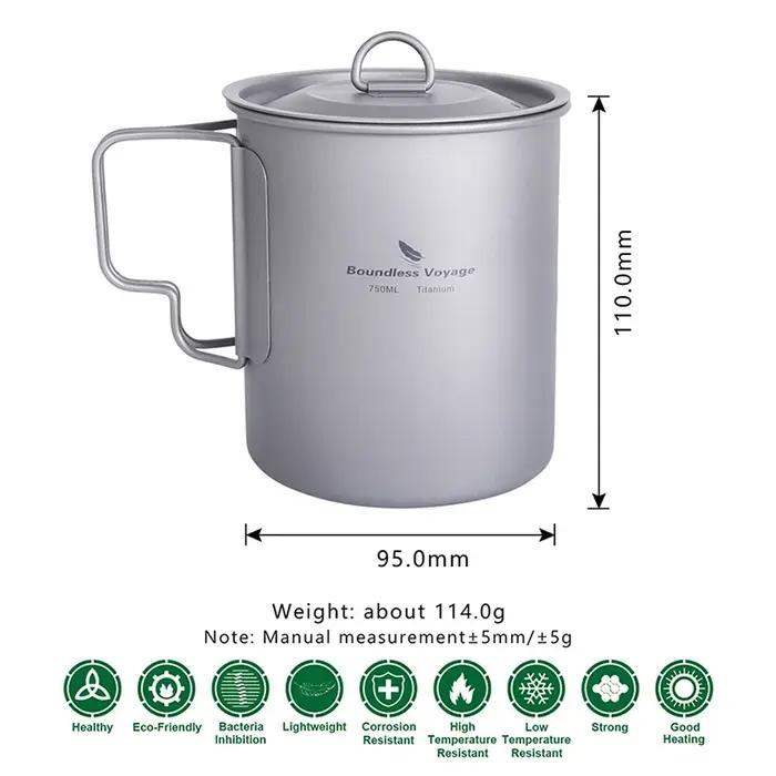 Boundless Voyage Camping Titanium Cup Mug