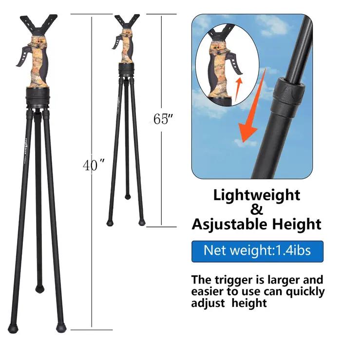 Bâton de tir sur trépied FIERY DEER Gen5 pour chasse polyvalent avec joug en V amovible et fonction commandée en un clic pour stances de chasse légères et précises