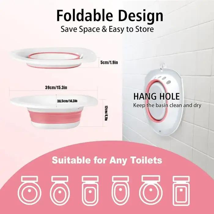 Bain de siège unisexe pour toilettes, baignoire de trempage pour soins post-partum, utilisation à domicile, portable pour un rangement facile