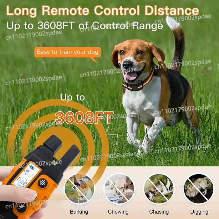 Collier de dressage électrique pour chien avec télécommande étanche portée 3300 pieds adaptable pour chiots et grands chiens occaions de promenade en toute sécurité