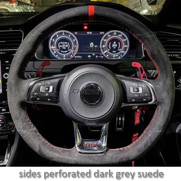 CARDAK – housse de volant de voiture en daim noir et gris, personnalisée, pour Volkswagen Golf 7 GTI