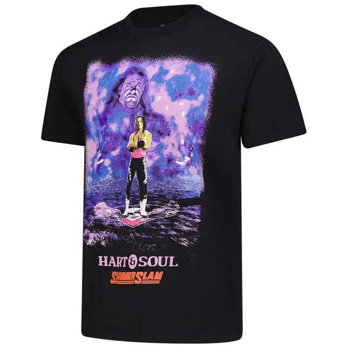 T-shirt graphique vintage noir Bret Hart Hart&Soul pour homme, coupe ample respirante, t-shirt de sport tendance mode classique, activité plein air, cadeau occasion spéciale