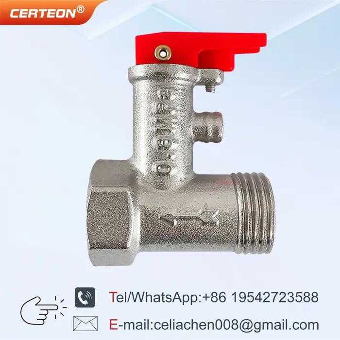 Soupape de Sécurité Chauffe Eau 1/2 Pouce en Laiton Soupape de Décharge de Pression Réglable avec Ressort et Clapet Anti Retour 0.7-0.9MPa