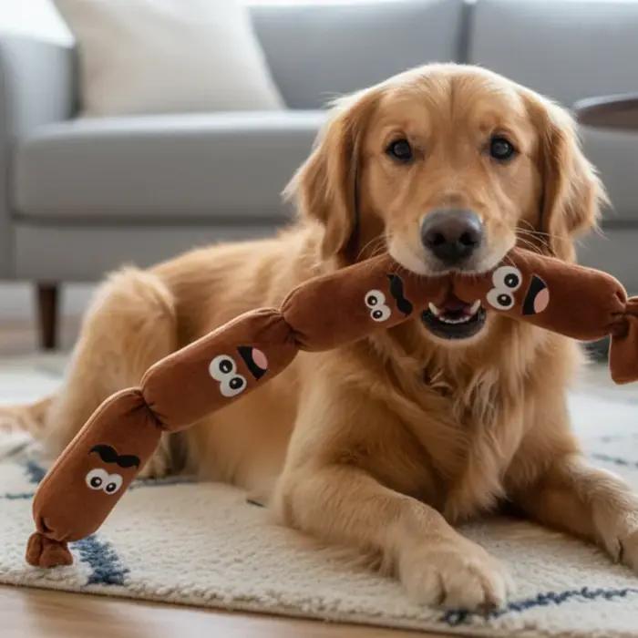 Jouet à mâcher en peluche en forme de saucisse pour chiens : avec son BB qui couine à la pression
