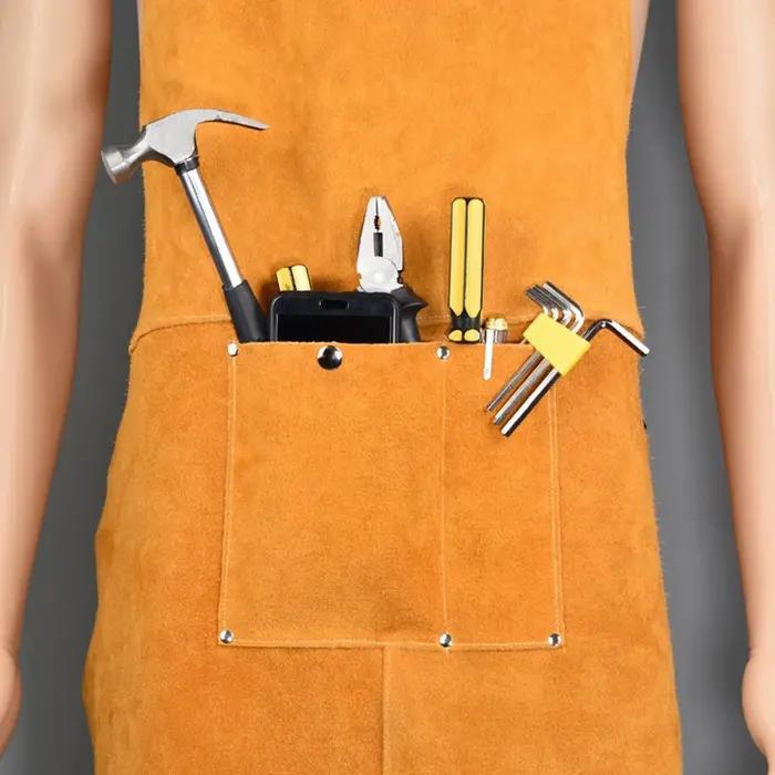 Tablier de soudeur en peau de vache vêtement de travail tablier de soudage en cuir pour protection maximale sans manches occassions spéciales