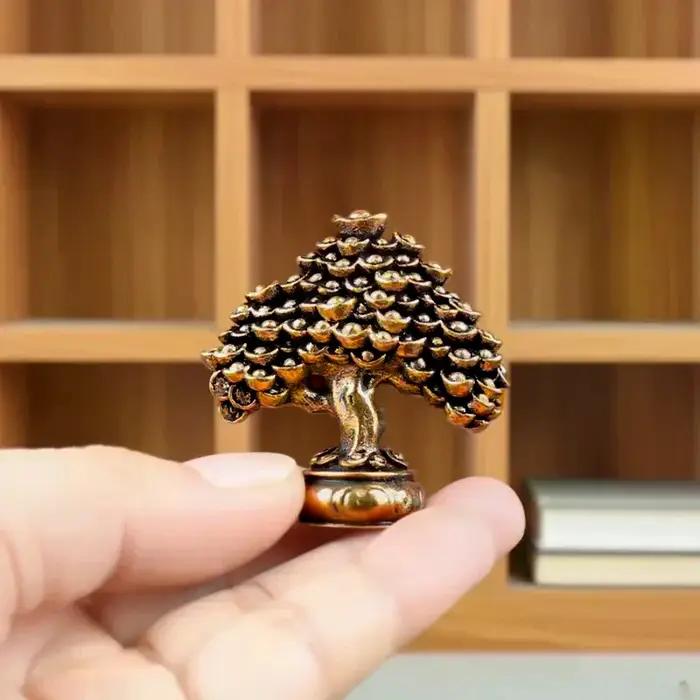 Figurine Feng Shui d'arbre de richesse en plastique gris clair ou vert clair pour maison et bureau, cadeau de pendaison de crémaillère de fortune, symbole de prospérité et de réussite