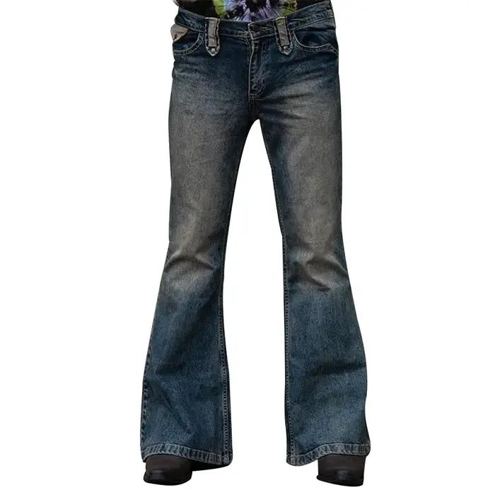 Vintage hommes gros jean évasé homme jeunesse quatre saisons décontracté bleu profond Denim pantalon 2023 mode taille