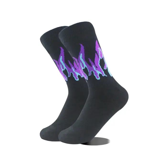 Chaussettes streetwear flammes rouges - Style hip-hop skateboard - Mode urbaine homme femme