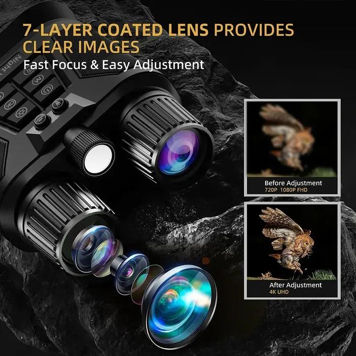 Jumelles vision nocturne 4K HD Tinsol zoom 8x 600m IR - Pour chasse et observation nocturne anti-tremblement