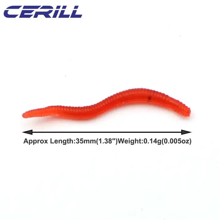 Cerill 200 pièces/kit 3.5 cm 0.14g vers de terre leurre de pêche souple réaliste odeur de poisson ve