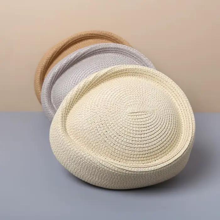 2026 Béret d'été pour femme, style peintre, chapeau pillbox rétro japonais en paille, chapeau pillbo