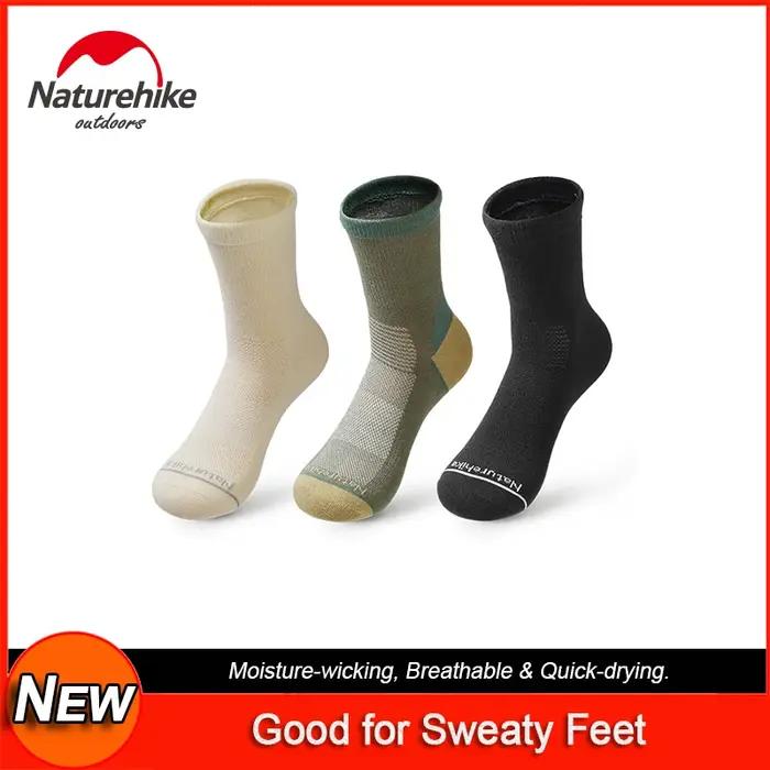 Chaussettes Naturehike 3 paires - Randonnée et sport - Technologie Coolmax anti-transpiration pour pieds secs