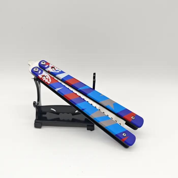Jouet artisanal couteau Balisong Valorant 23cm modèle métal non tranchant pour formation et collection jeu occasionnels