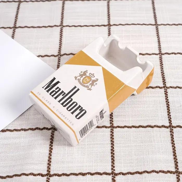 Cendrier en céramique Marlboro, cendrier portable pour usage domestique, accessoires pour fumeurs, décorations pour la maison, cadeaux pour hommes