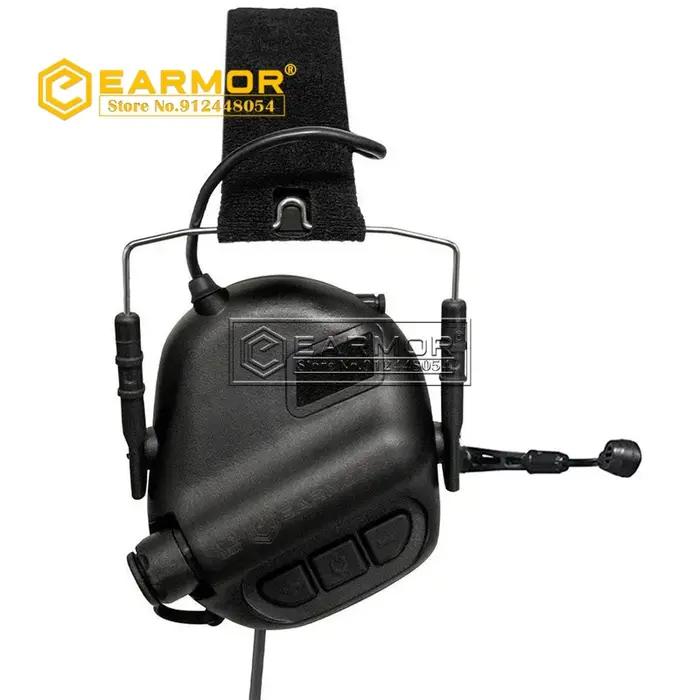 Casque de chasse EARMOR M32 MOD4 avec amplification sonore, microphone et cache-oreilles, veste Nato TP120 noir