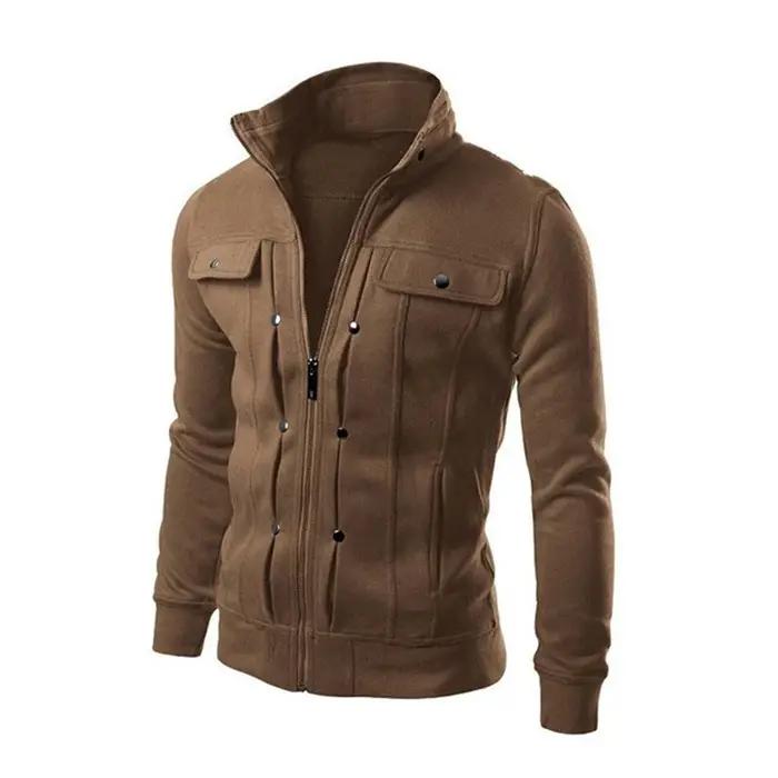 Nouveaux hommes vestes décontractée col montant sweat-shirt à glissière printemps automne Cardigan v
