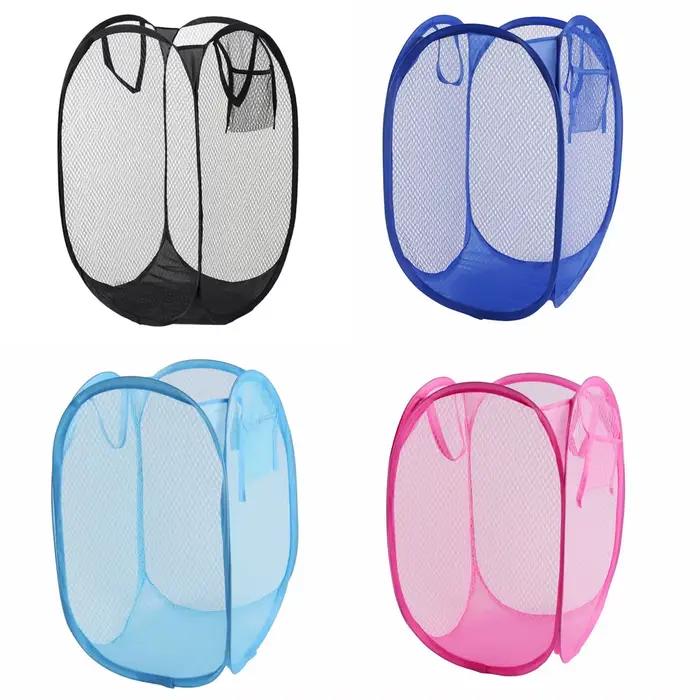 Panier de rangement en tissu éco-responsable pour tri de vêtements, pliable, idéal pour la maison et le voyage en bleu ciel, rose, bleu ou noir