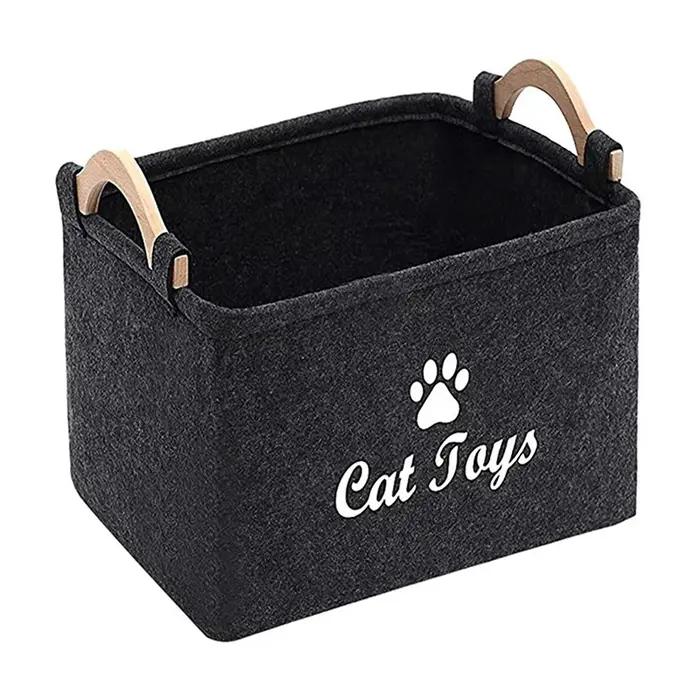 Boîte de rangement en feutre et bois pour animaux de compagnie et jouets d'enfants occasions spéciales et quotidienne