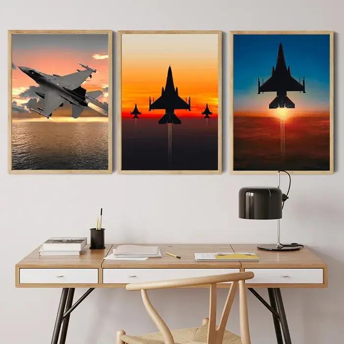 Toile de chasseur de l'armée de l'air militaire peinture HD impression sur toile coton moderne nature morte pour salon et bureau occasions spéciales