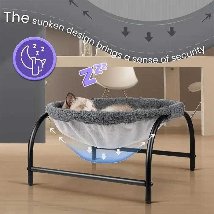 Hamac respirant en peluche douce et chaude pour chats, lit pour chat, espace de repos confortable pour animaux de compagnie, hiver, gris clair, rose, jaune clair, noir