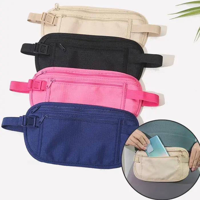 Ceinture de sécurité porte-monnaie unisexe anti-vols pour course à pied voyage running banane sac de poitrine portefeuille dissimulé sac banane porte-passeport