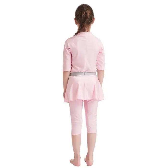 Maillot de bain musulman pour filles, ensemble jupe et bonnet, 3 pièces, modeste, tenue de plage ara
