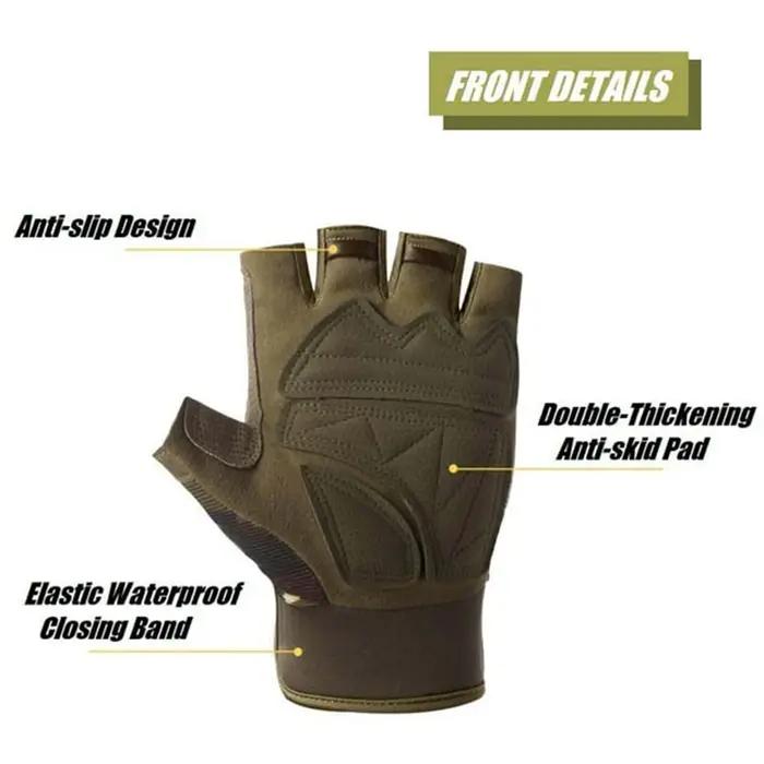 Gants tactiques pleine main cuir coton vert anti-coupure chasse sport entraînement extérieur