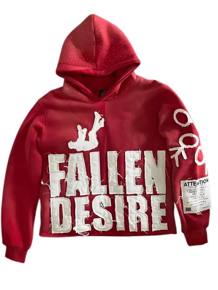 Harajuku Y2K Hip Hop Streetwear sweat à capuche décontracté pour femmes FALLEN DESIRE Applique sweat