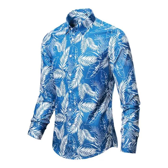 Chemise homme décontractée en coton vintage à fleurs pour printemps et automne ocassions spéciales