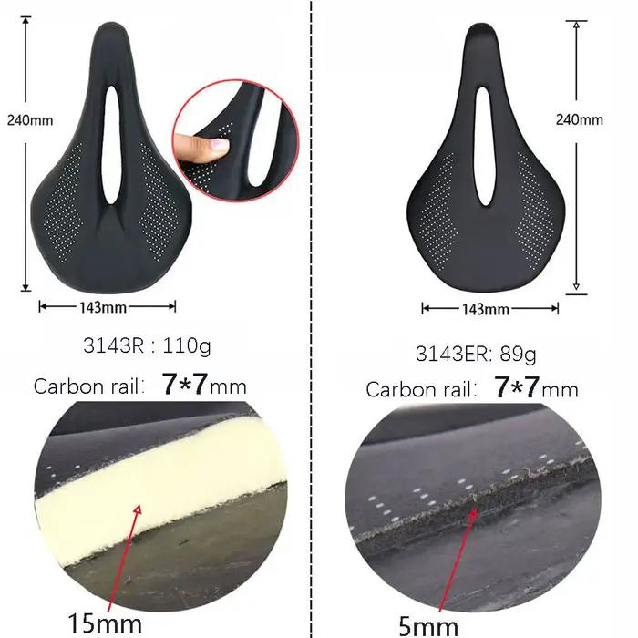 ELITAONE selle de vélo route/Mtb 240x143mm Rail rond en Fiber de carbone 7*7mm Super léger 89g