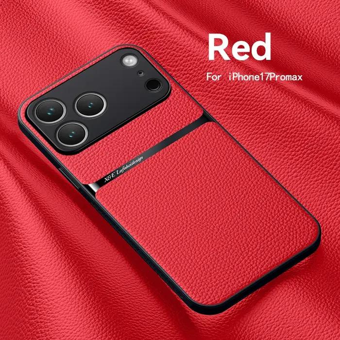 Étui cuir iPhone 17 16 13 12 11 Pro Max - Coque protection luxe motif