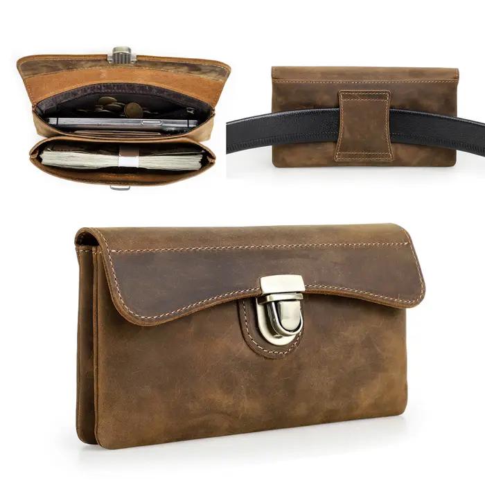Sacs de ceinture pour hommes en cuir véritable CONTACT'S, sacs de taille de haute qualité, sacs bana