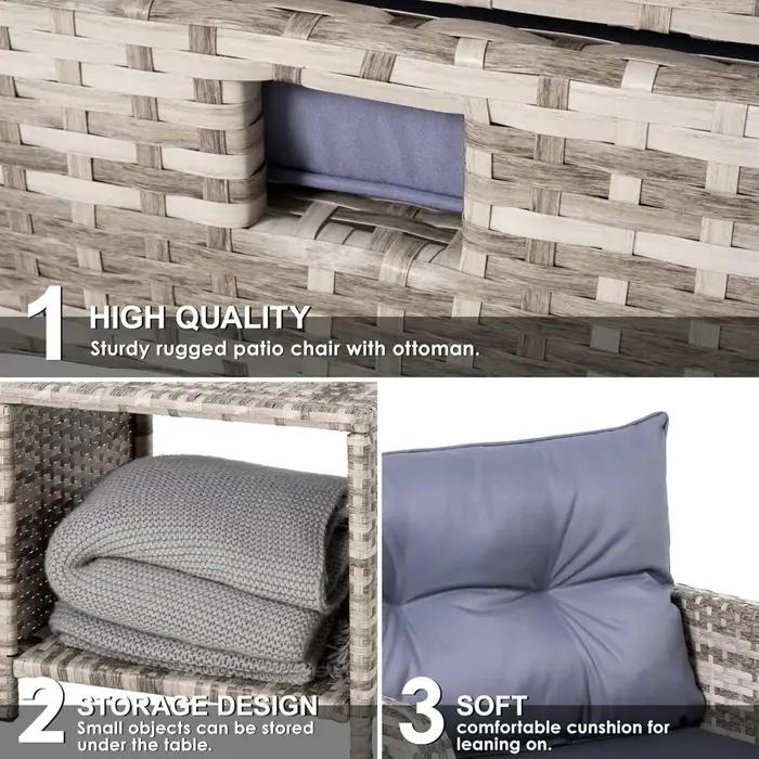 Ensemble de meubles de Patio en osier, 5 pièces, chaises de Patio d'extérieur avec poufs, meubles de