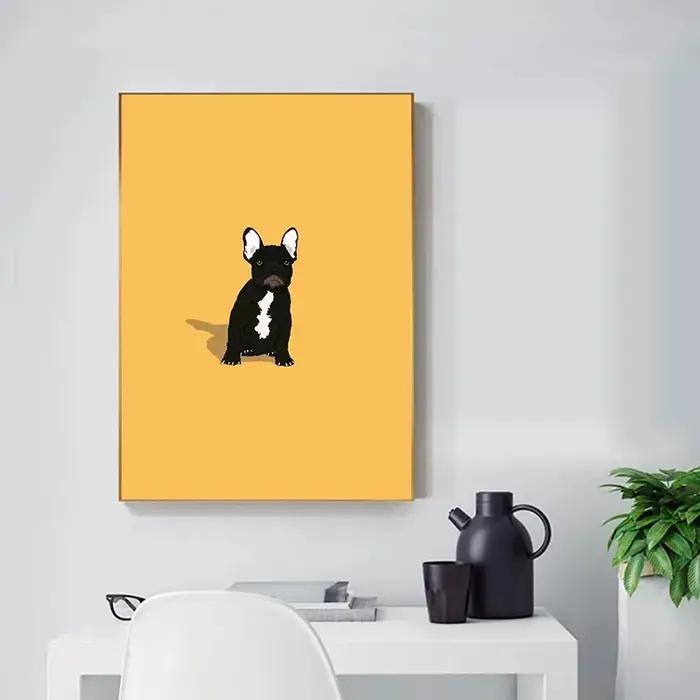 Affiche de Portrait de chiot abstrait coloré moderne