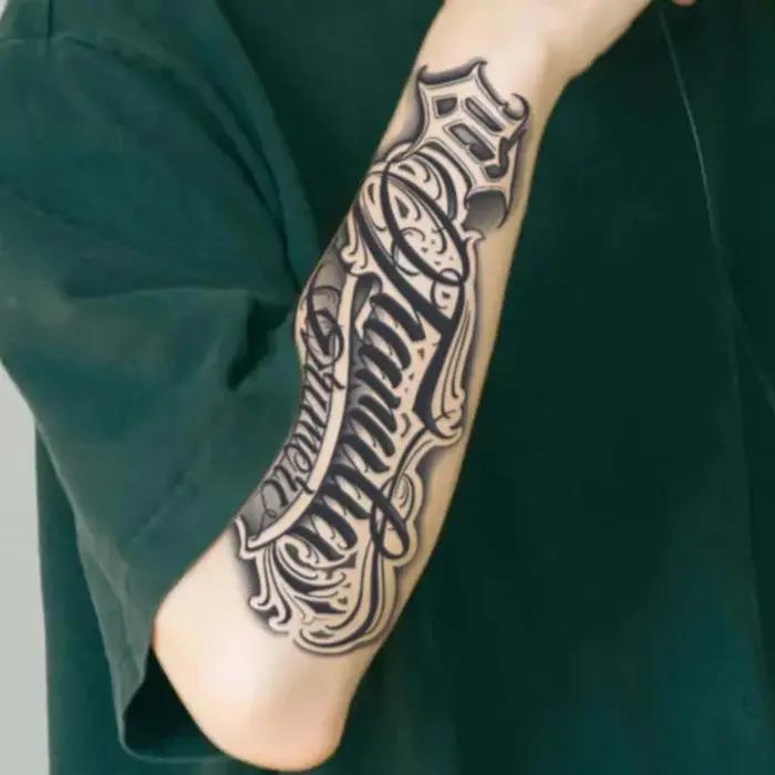1 tatouage temporaire imperméable à l'eau avec motif écrit à la main, longue durée (1 à 2 semaines), faux tatouage semi-permanent réaliste pour bras et jambe.