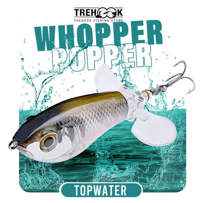 TREHOOK 9g/16g Topwater Whopper Popper leurres de pêche rotatif Double queue d'hélice appât artificiel flottant Wobblers