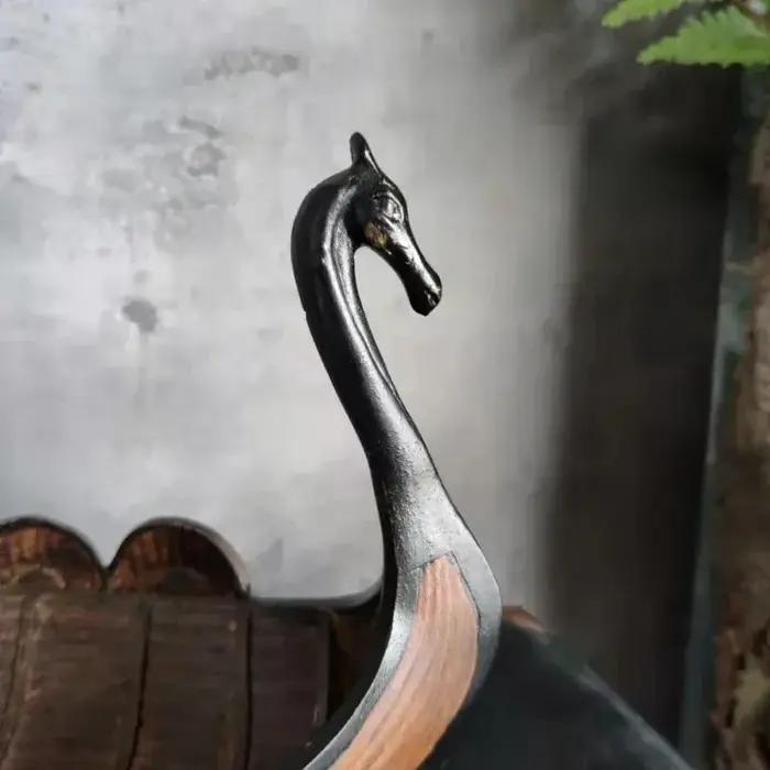 Ornement en résine de bateau viking rétro nordique, figurine de bateau vintage, décoration de bureau et support de rangement pour la maison