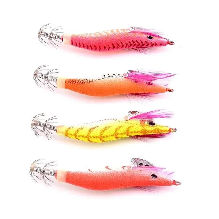 Leurres de pêche enveloppés de crevettes, appâts de poulpe ShriAJWood, hameçons de pêche au calmar,