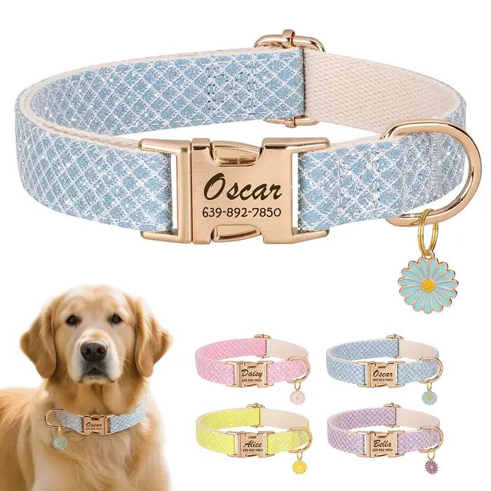 Collier de chien en nylon scintillant personnalisé