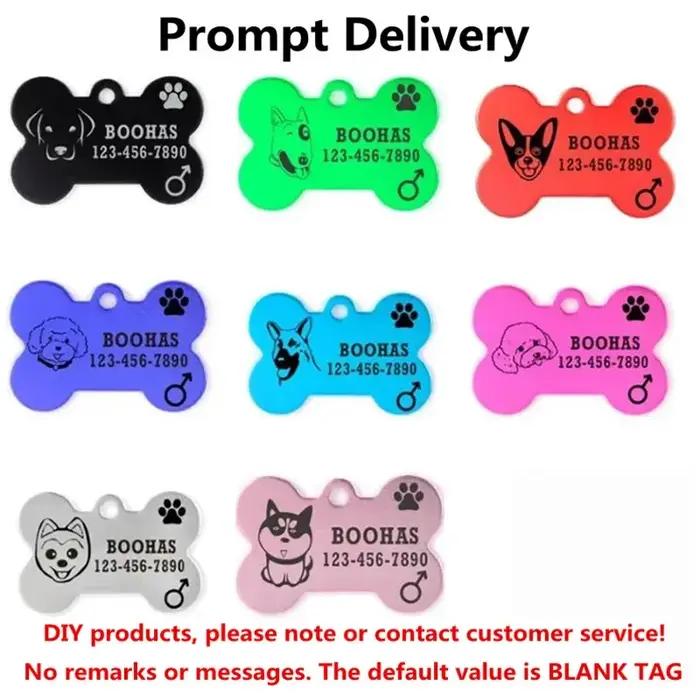 Lot de 2 étiquettes d'identification pour collier de chien et chat